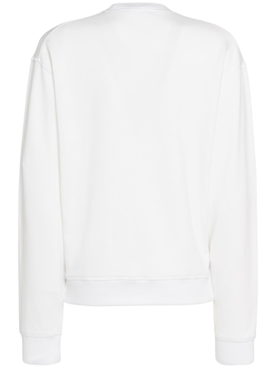 Dsquared2: Logo print cotton sweatshirt - White - women_3 | Luisa Via Roma