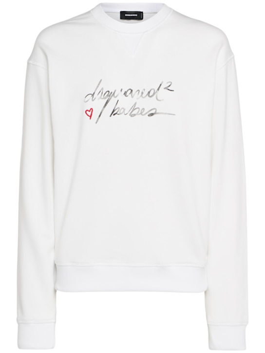 Dsquared2: Logo print cotton sweatshirt - White - women_0 | Luisa Via Roma