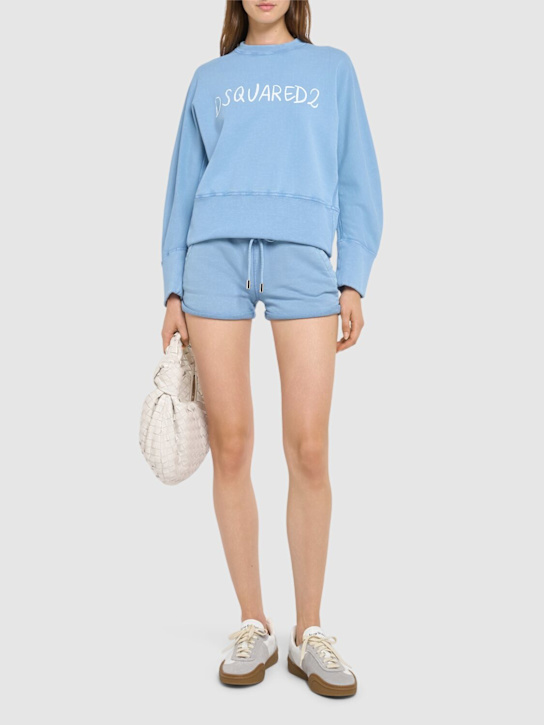 Dsquared2: Sweatshirt aus Baumwolle mit Logodruck - Blau - women_1 | Luisa Via Roma