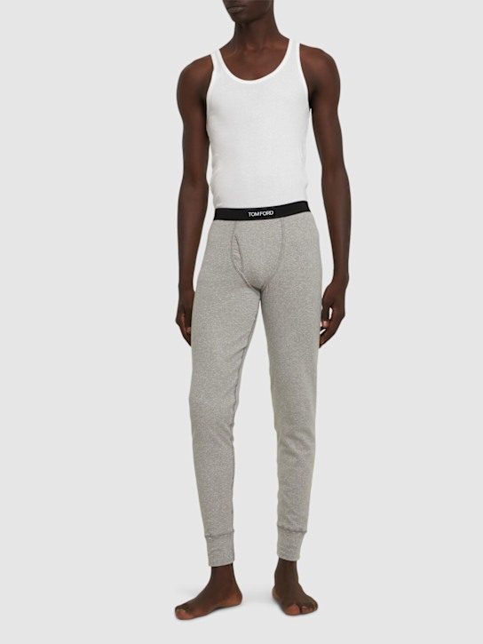 Tom Ford: Stretch cotton leggings - Grey - men_1 | Luisa Via Roma