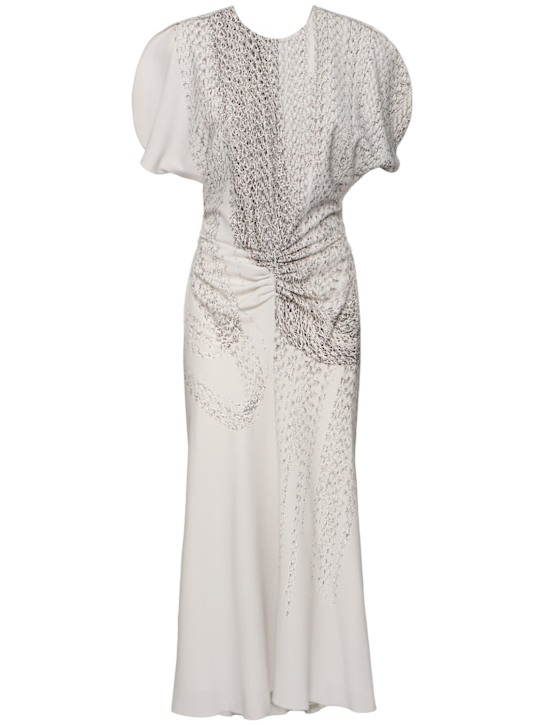 Victoria Beckham: Gathered-waist midi dress - Grey - women_0 | Luisa Via Roma