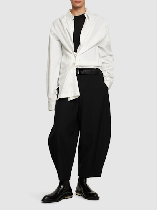 Comme des Garçons Homme Plus: Wool gabardine medium waist pants - men_1 | Luisa Via Roma