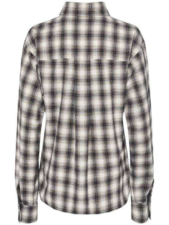 Dsquared2: Plaid cotton boxy shirt - White/Black - women_3 | Luisa Via Roma