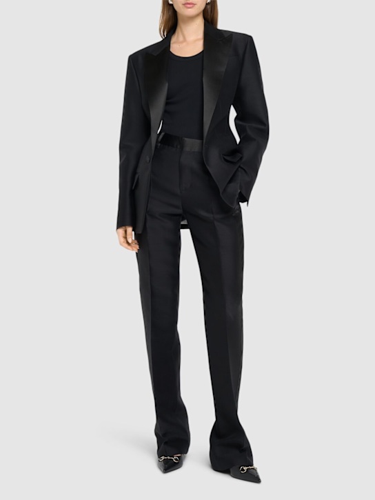 Dsquared2: Daisy Tux silk & wool straight pants - Black - women_1 | Luisa Via Roma