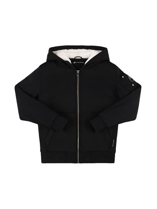 Moose Knuckles: Hooded cotton blend jacket - Black - kids-boys_0 | Luisa Via Roma