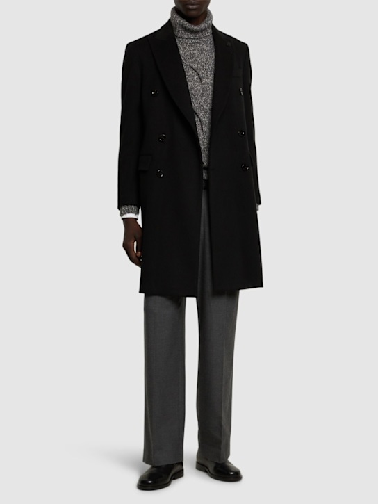 Lardini: Double breasted wool coat - men_1 | Luisa Via Roma