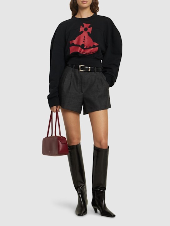 Vivienne Westwood: Sunken orb jersey crop sweatshirt - women_1 | Luisa Via Roma