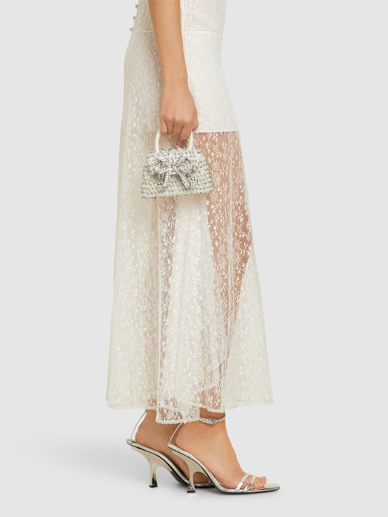 Self-portrait: Micro Bow embroidery top handle bag - White - women_1 | Luisa Via Roma