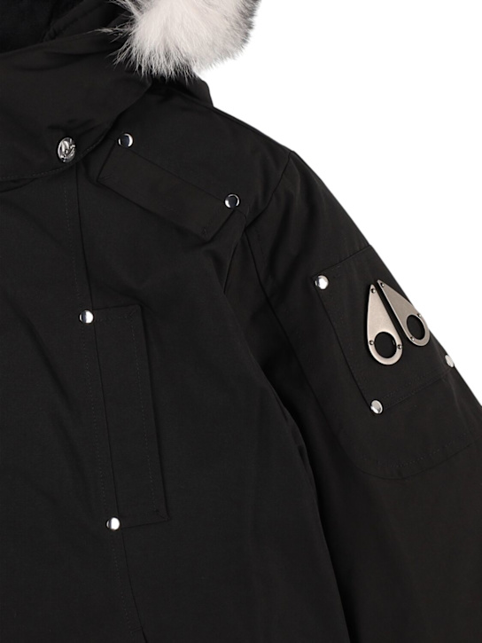 Moose Knuckles: Poly blend down bomber jacket w/ fur - kids-boys_1 | Luisa Via Roma