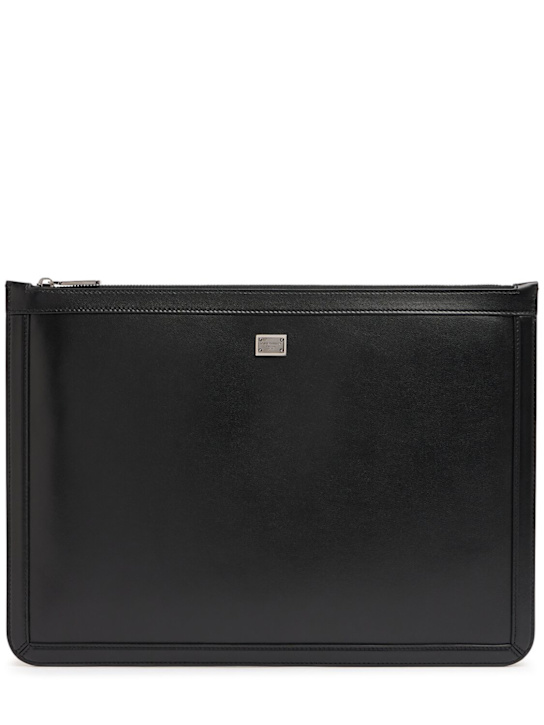 Dolce&Gabbana: Logo plaque large pouch - men_0 | Luisa Via Roma
