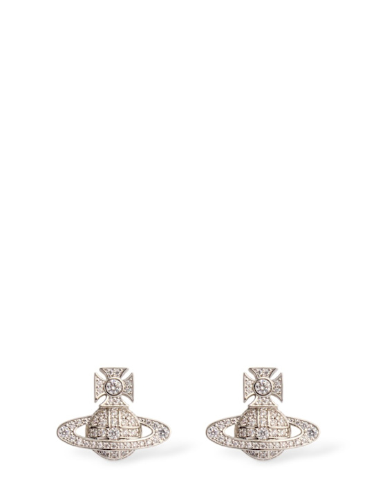 Vivienne Westwood: Carmela bas relief stud crystal earrings - men_0 | Luisa Via Roma