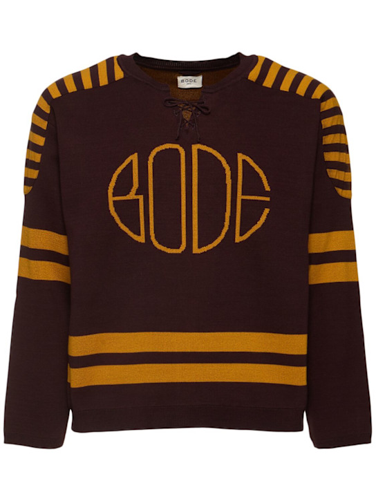 Bode: Rink sweater - Brown/Yellow - men_0 | Luisa Via Roma