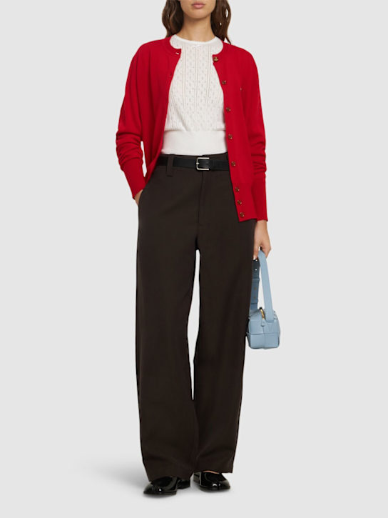 JW Anderson: Cotton pointelle cap sleeve t-shirt - women_1 | Luisa Via Roma