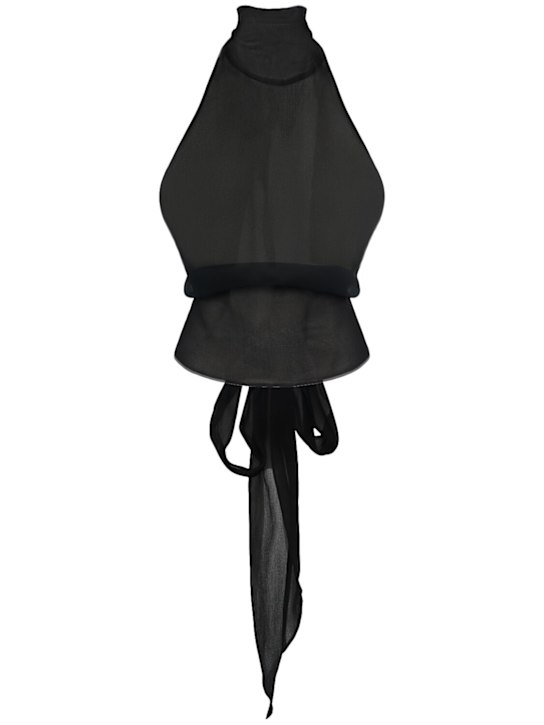 Dsquared2: Couture bow silk organza top - Black - women_0 | Luisa Via Roma