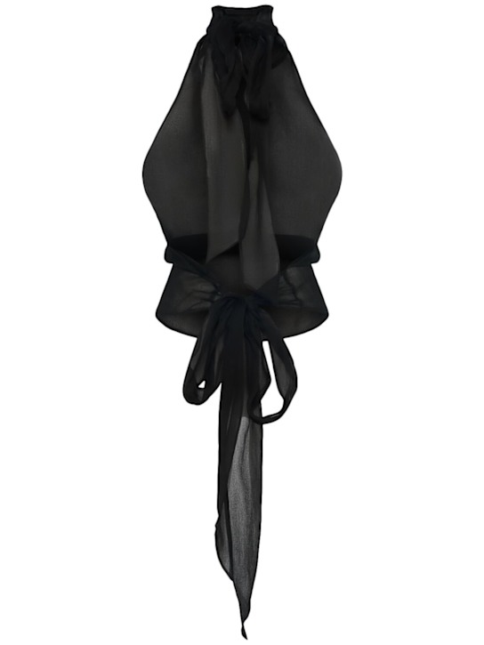 Dsquared2: Couture bow silk organza top - Black - women_3 | Luisa Via Roma