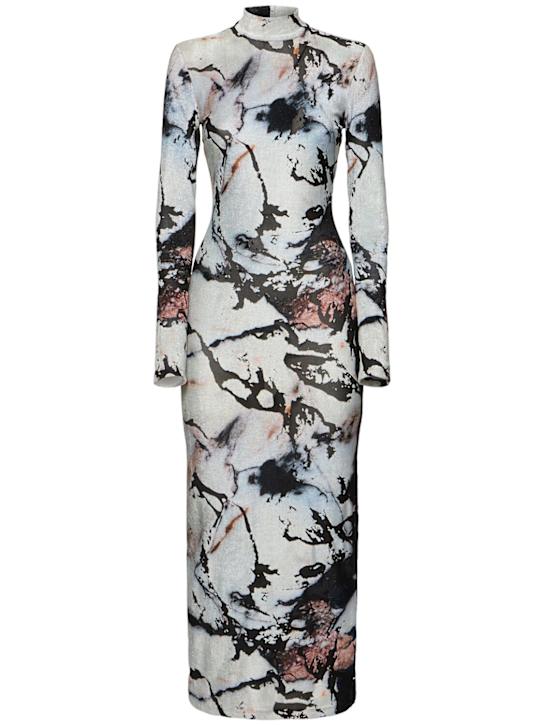 Roberto Cavalli: Marmo printed chenille dress - women_0 | Luisa Via Roma