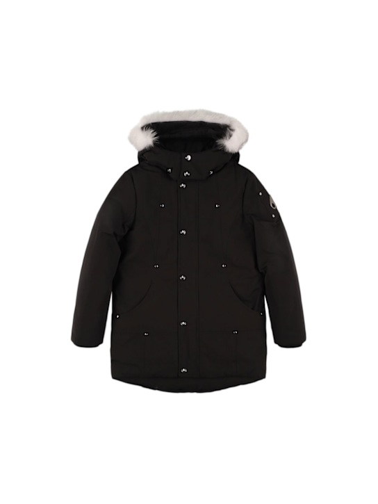 Moose Knuckles: Hooded poly blend down parka - kids-boys_0 | Luisa Via Roma