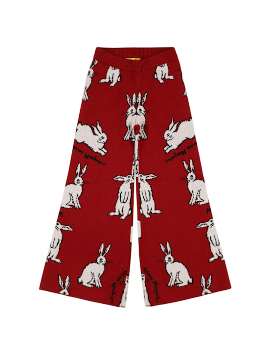 Maison Mangostan: ビスコースブレンドニットパンツ - ダークレッド - kids-girls_0 | Luisa Via Roma