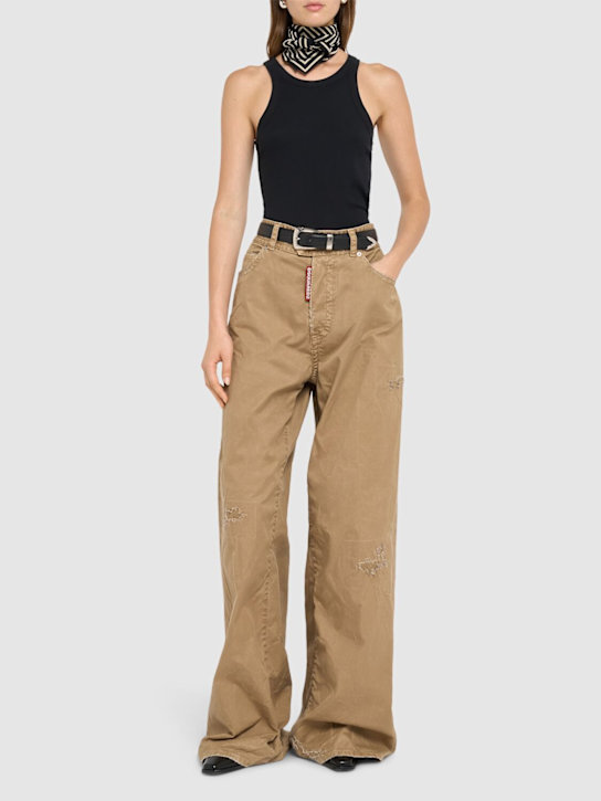 Dsquared2: 9 To 5 cotton twill wide pants - women_1 | Luisa Via Roma
