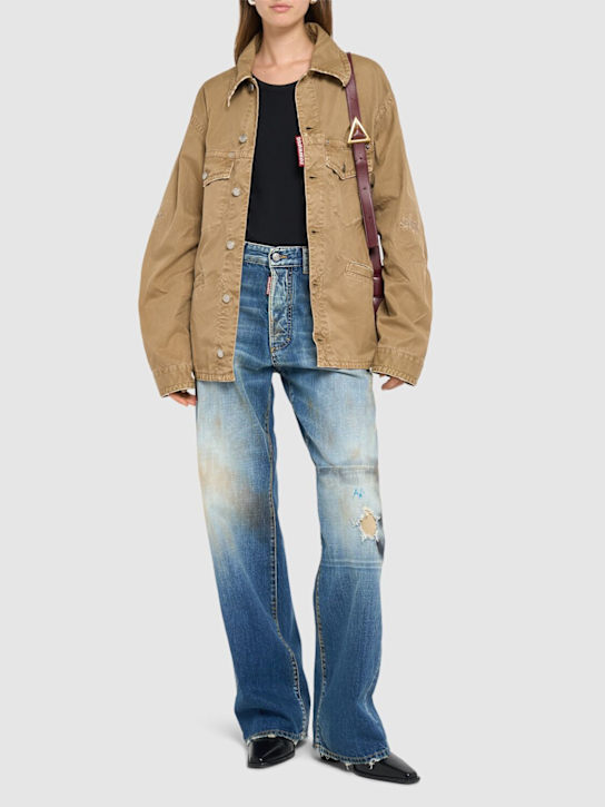 Dsquared2: 9 To 5 cotton belted overshirt - Beige - women_1 | Luisa Via Roma