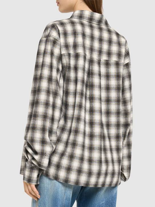 Dsquared2: Plaid cotton boxy shirt - White/Black - women_2 | Luisa Via Roma