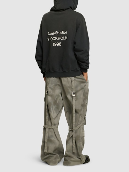 Acne Studios: Franziska cotton logo sweatshirt - Black - men_1 | Luisa Via Roma