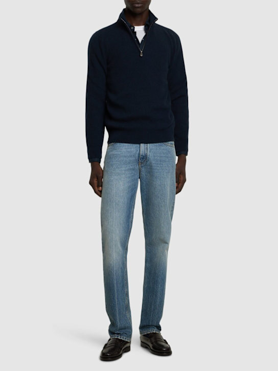 Piacenza Cashmere: English Cashmere rib knit sweater - men_1 | Luisa Via Roma