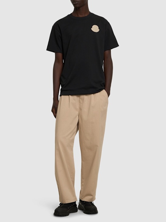 Moncler: Logo cotton jersey t-shirt - men_1 | Luisa Via Roma
