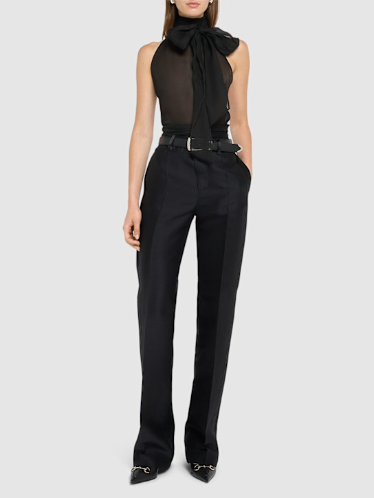 Dsquared2: Couture bow silk organza top - Black - women_1 | Luisa Via Roma