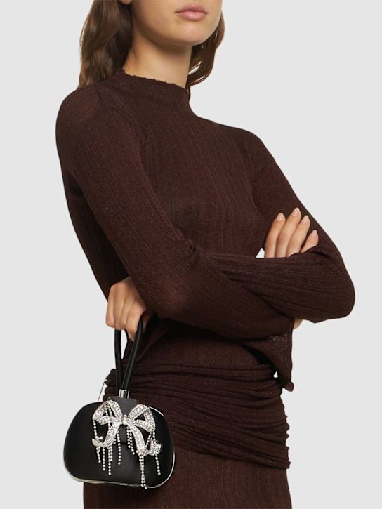 Self-portrait: Bow satin clutch - Black - women_1 | Luisa Via Roma