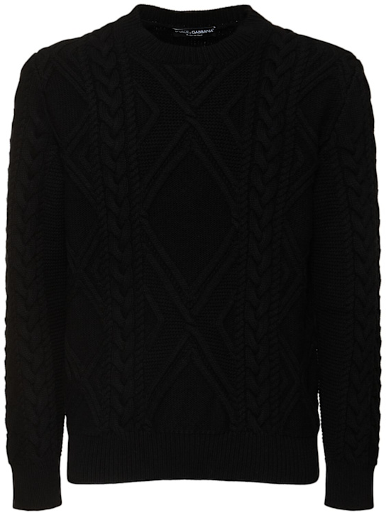 Dolce&Gabbana: Wool knit crewneck sweater - men_0 | Luisa Via Roma