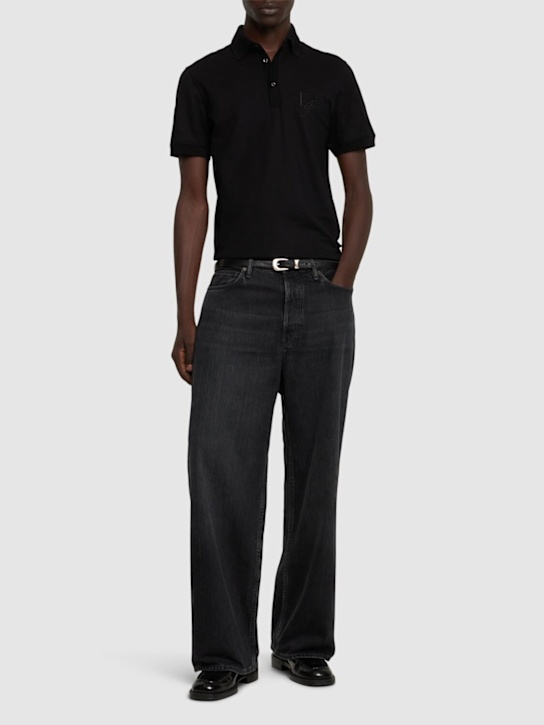 Dolce&Gabbana: Embroidered logo cotton polo - men_1 | Luisa Via Roma