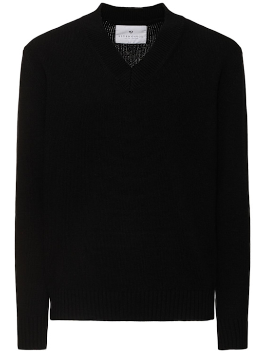Seven Gauge: Wool v-neck sweater - men_0 | Luisa Via Roma