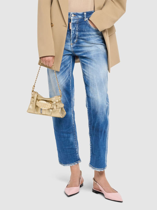 Dsquared2: Gothic Dsquared2 leather bag - Gold - women_2 | Luisa Via Roma