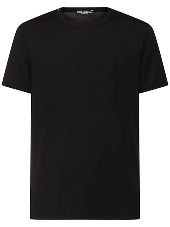 Dolce&Gabbana: Cotton jersey logo t-shirt - men_0 | Luisa Via Roma
