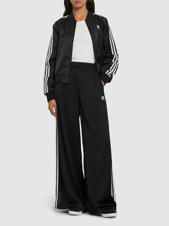 adidas Originals: Satin wide leg track pants - Black - women_1 | Luisa Via Roma