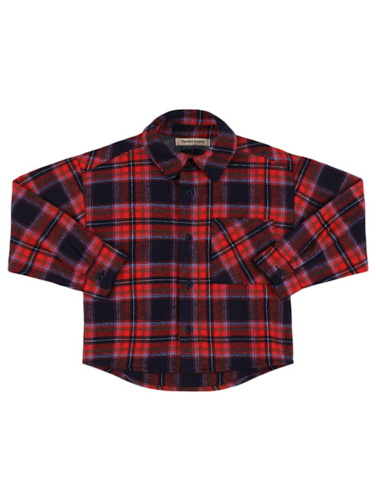 The New Society: Printed cotton madras shirt - Multicolor - kids-boys_0 | Luisa Via Roma
