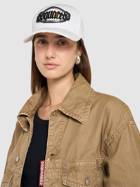 Dsquared2: Gothic Dsquared2 baseball cap - White - women_1 | Luisa Via Roma