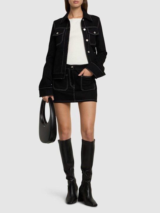 Courrèges: Stretch cotton denim mini skirt - women_1 | Luisa Via Roma