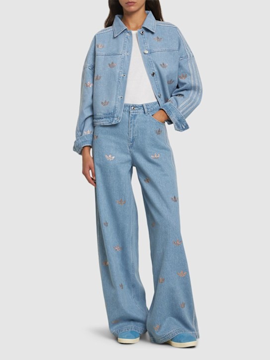 adidas Originals: Jeans larghi in denim di cotone con logo - women_1 | Luisa Via Roma