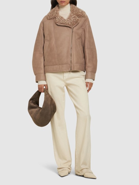 Brunello Cucinelli: Shearling leather jacket - women_1 | Luisa Via Roma