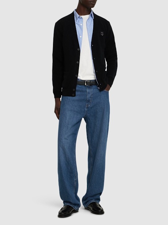 Maison Kitsuné: Baby fox patch regular fit cardigan - men_1 | Luisa Via Roma