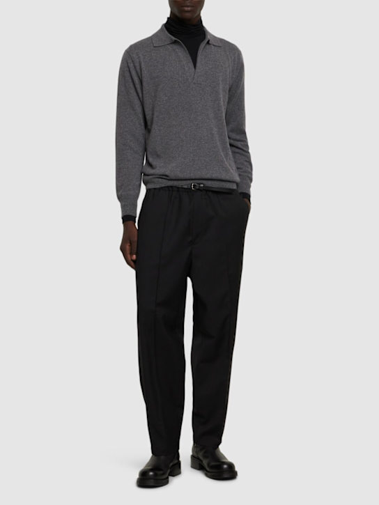 Seven Gauge: Pleated tropical wool blend pants - men_1 | Luisa Via Roma