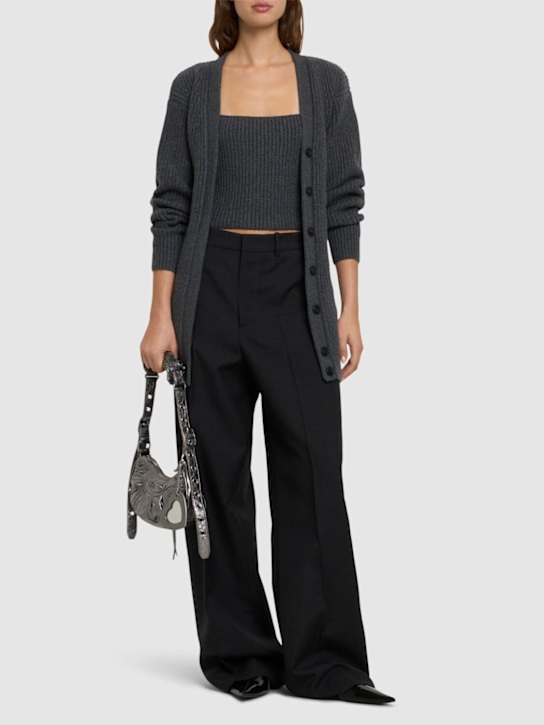 Alexander Wang: Ribbed bi-layer v neck cardigan - women_1 | Luisa Via Roma