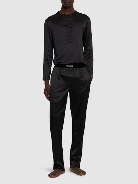 Tom Ford: Silk satin pajama pants - Black - men_1 | Luisa Via Roma