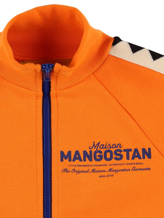 Maison Mangostan: コットンジップスウェットシャツ - オレンジ - kids-boys_1 | Luisa Via Roma