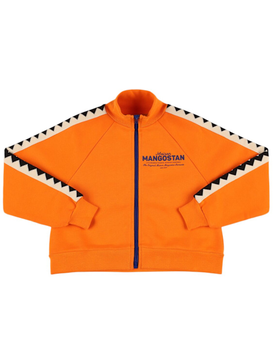 Maison Mangostan: コットンジップスウェットシャツ - オレンジ - kids-boys_0 | Luisa Via Roma