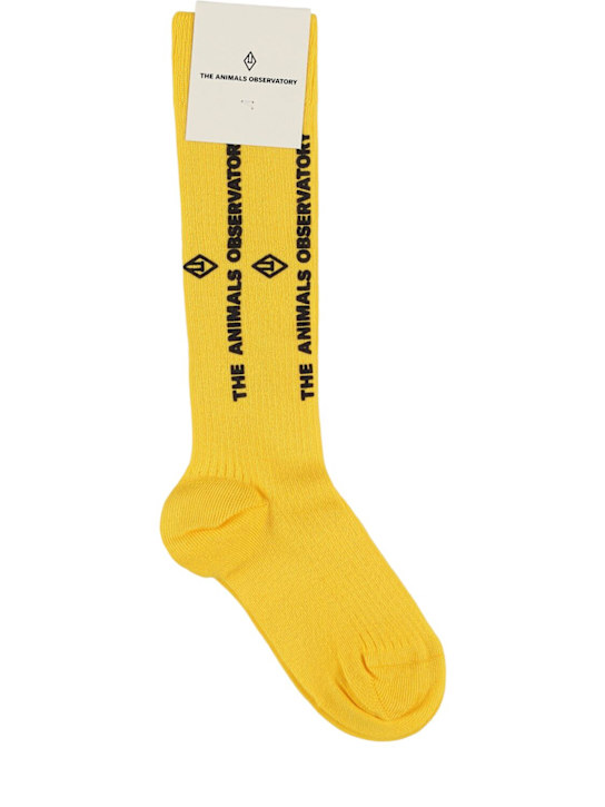 The Animals Observatory: Printed cotton blend long socks - Yellow - kids-boys_0 | Luisa Via Roma
