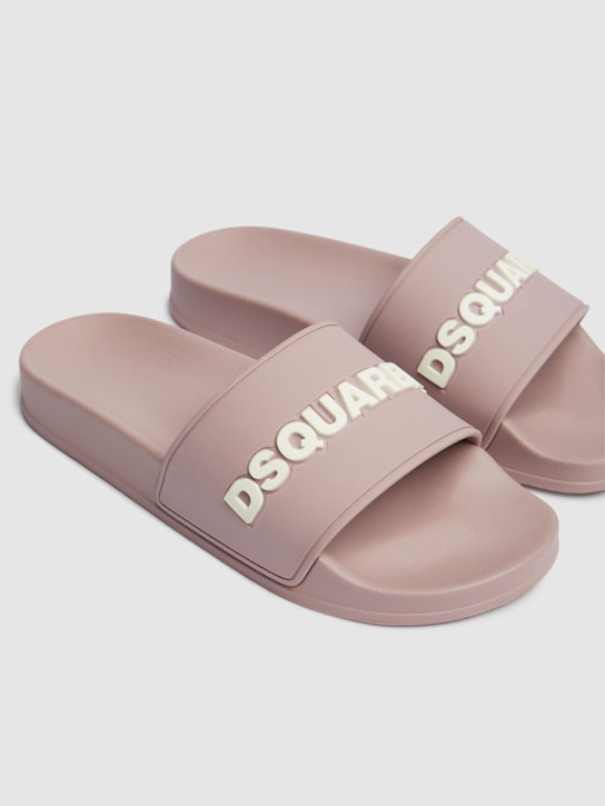 Dsquared2: Dsquared2 logo pool slides - Dark Pink - women_2 | Luisa Via Roma