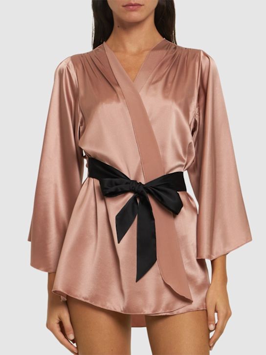 Fleur Du Mal: Angel sleeve silk robe - women_1 | Luisa Via Roma